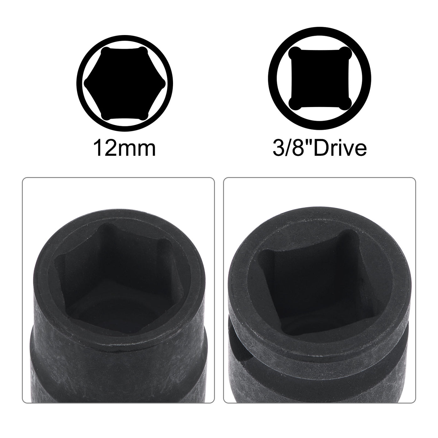 Harfington 6-Point Impact Shallow Socket with Adapter