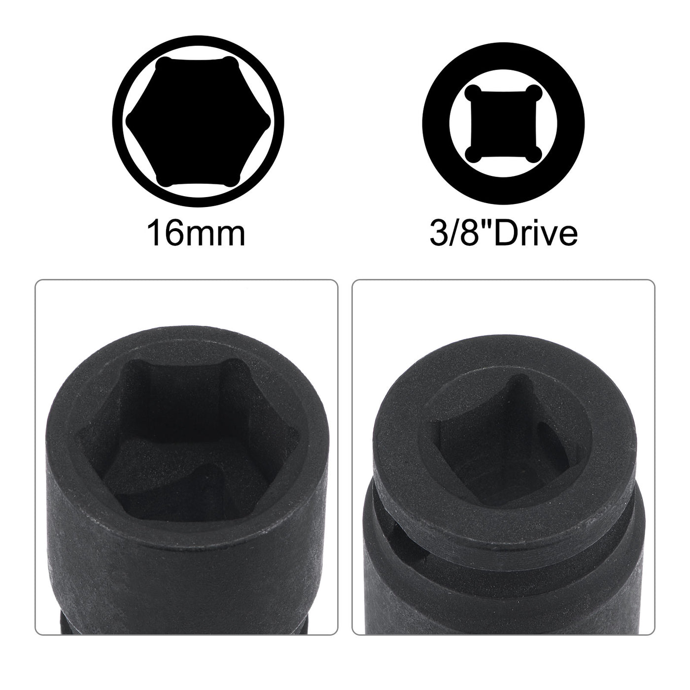 Harfington 6-Point Impact Shallow Socket with Adapter