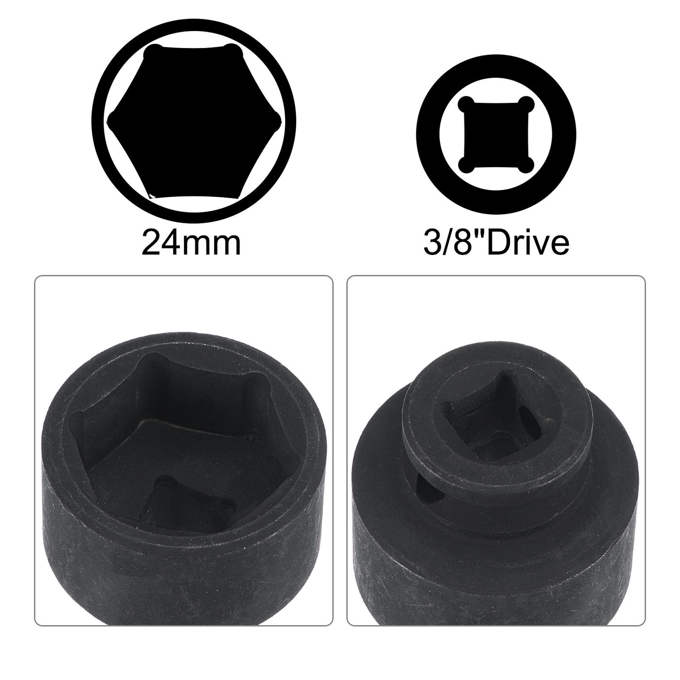 Harfington 6-Point Impact Shallow Socket with Adapter