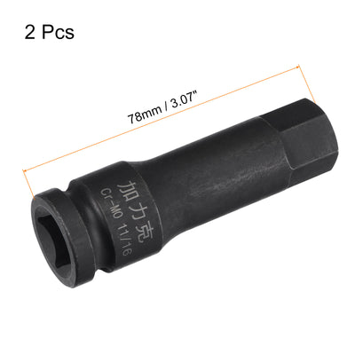 Harfington Impact Hex Bit Socket Square Drive CR-MO Steel SAE Sizes