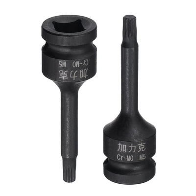 Harfington Impact Spline Bit Socket, Square Drive CR-MO Metric Sizes