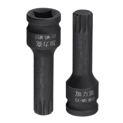 Harfington Impact Spline Bit Socket, Square Drive CR-MO Metric Sizes