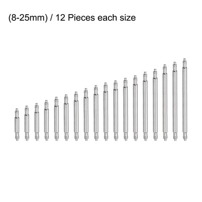 Harfington Watch Band Link Pin Set 216pcs 1.4mm Dia Spring Bar Pins 8-25mm 12pcs Each Size