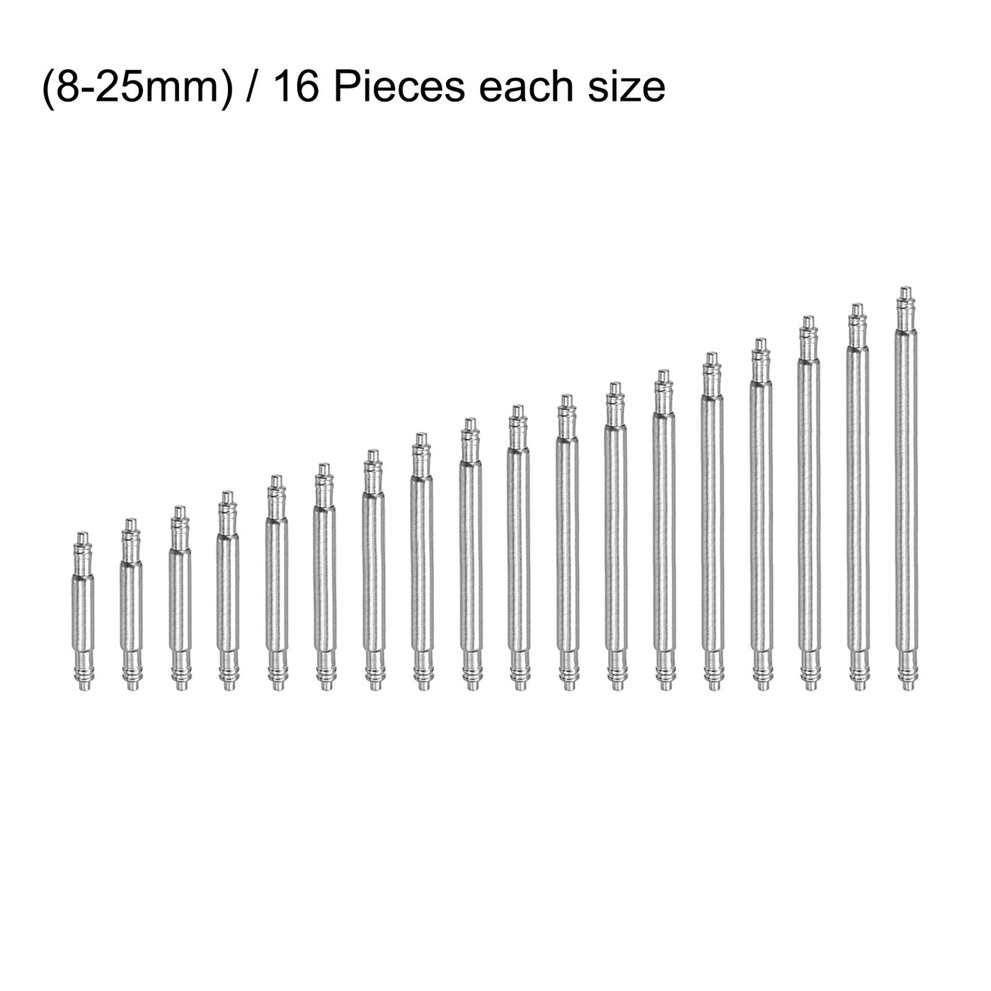 Harfington Watch Band Link Pin Set 288pcs 1.4mm Dia Spring Bar Pins 8-25mm 16pcs Each Size