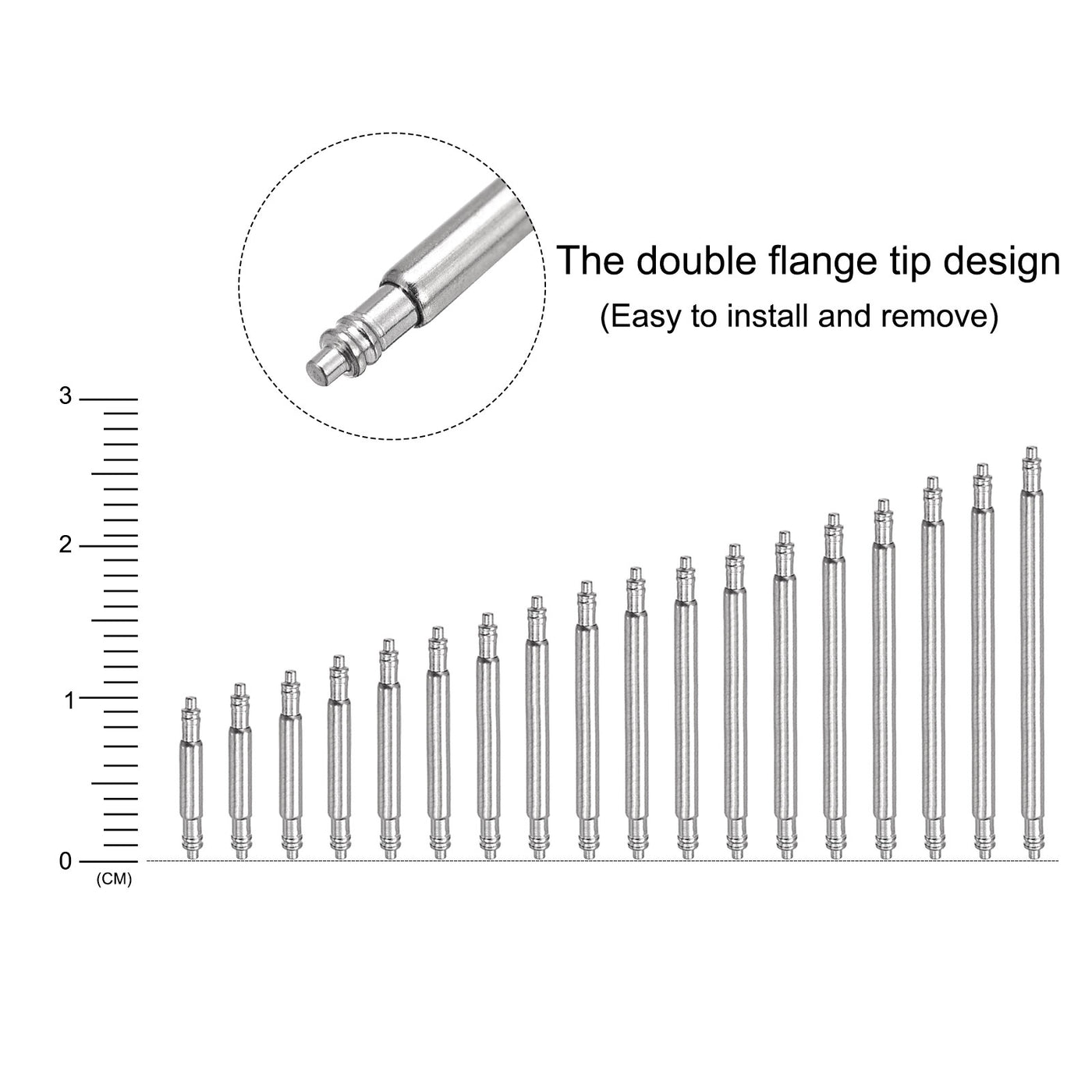 Harfington Watch Band Link Pin Set 360pcs 1.4mm Dia Spring Bar Pins 8-25mm 20pcs Each Size