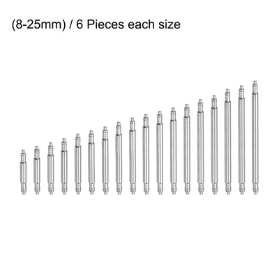 Harfington Watch Band Link Pin Set 108pcs 1.4mm Dia Spring Bar Pins 8-25mm 6pcs Each Size