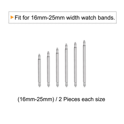 Harfington 16-25mm Watch Band Link Pins with Spring Bar Tool 1.4mm Dia Spring Bar Pins 12pcs