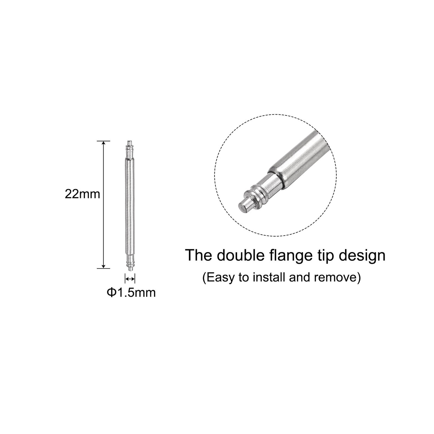Harfington 200pcs Watch Band Link Pin 1.5mm Dia Spring Bar Pins for 20mm Watch Band Strap