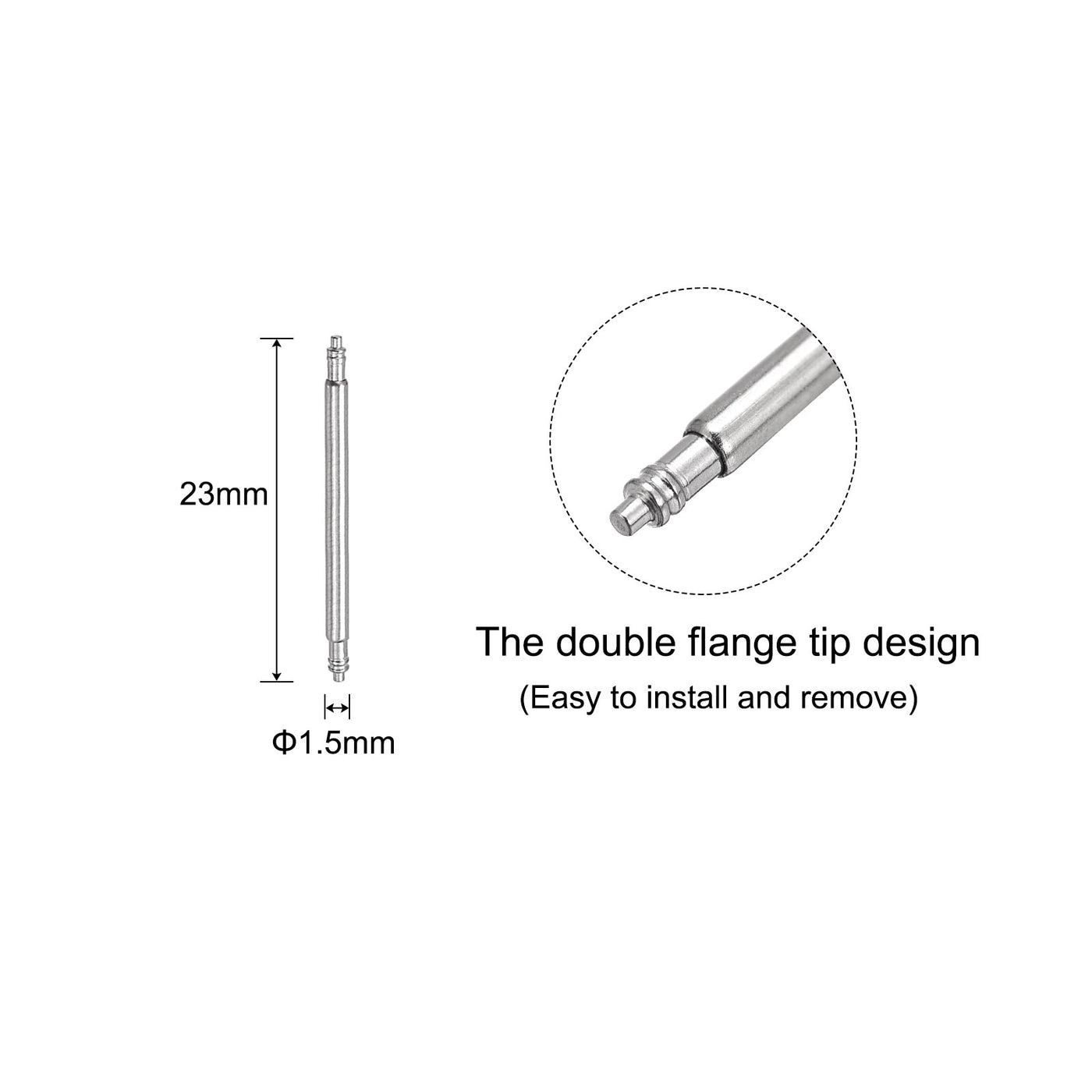 Harfington 200pcs Watch Band Link Pin 1.5mm Dia Spring Bar Pins for 21mm Watch Band Strap