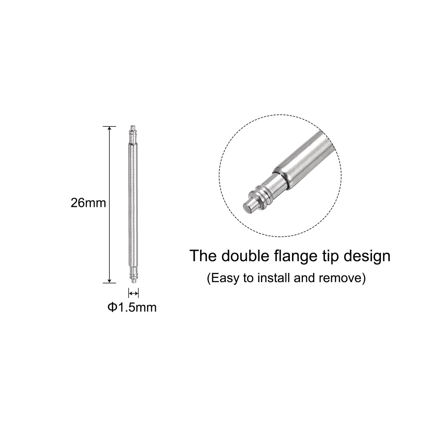 Harfington 200pcs Watch Band Link Pin 1.5mm Dia Spring Bar Pins for 24mm Watch Band Strap