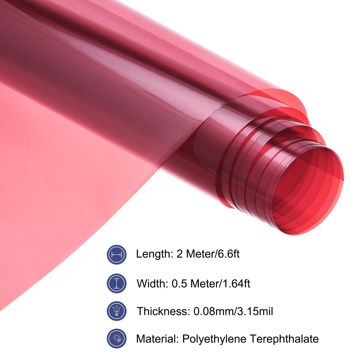 Harfington Window Film, Glass Sun Blocking, Heat Control Self Adhesive Pink Red Window Tint, 6.6x1.64ft for Home Office