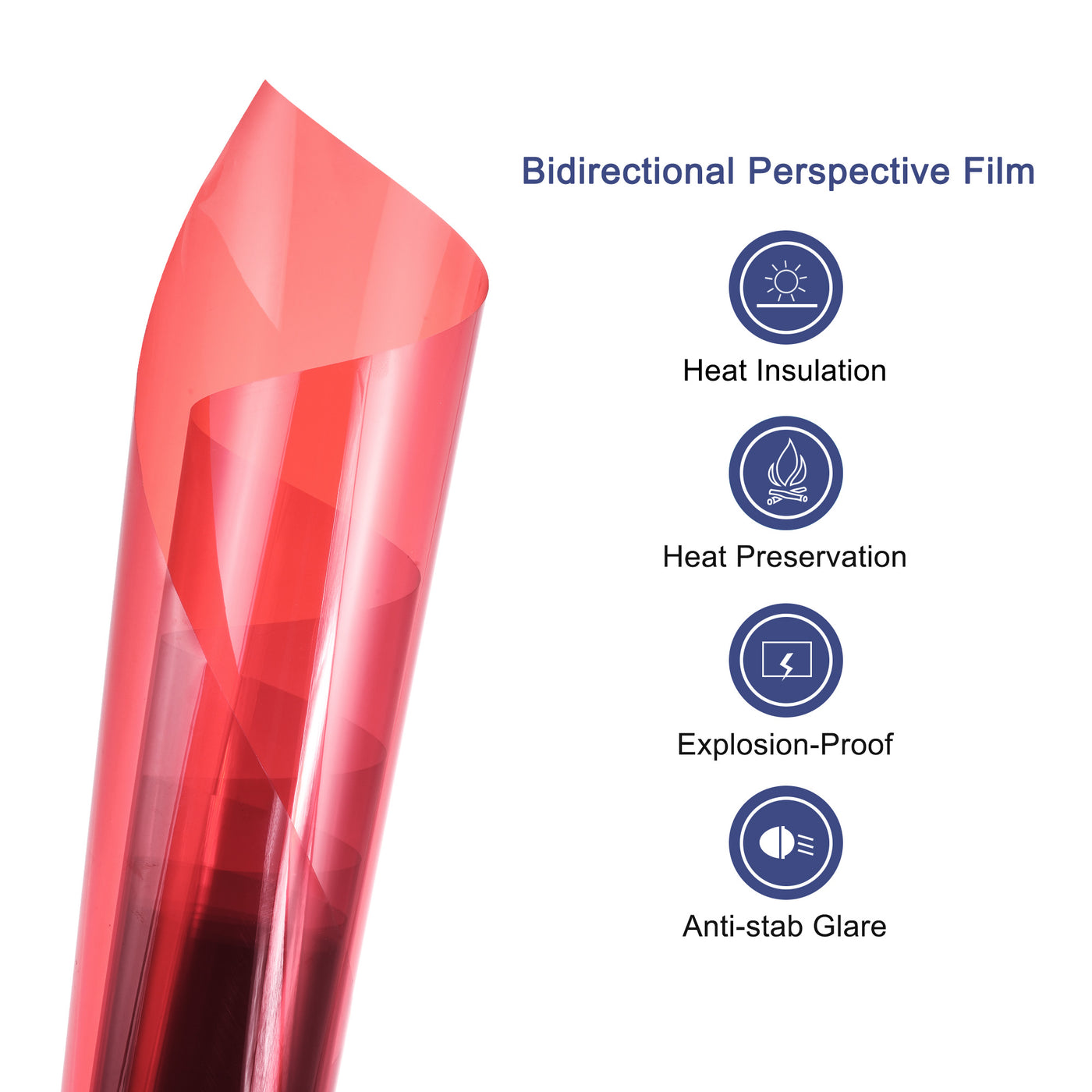 Harfington Window Film, Glass Sun Blocking, Heat Control Self Adhesive Pink Red Window Tint, 6.6x1.64ft for Home Office