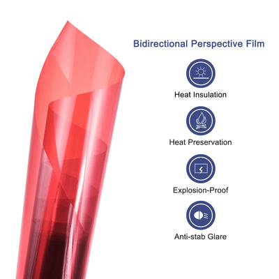 Harfington Window Film, Glass Sun Blocking, Heat Control Self Adhesive Pink Red Window Tint, 6.6x1.64ft for Home Office