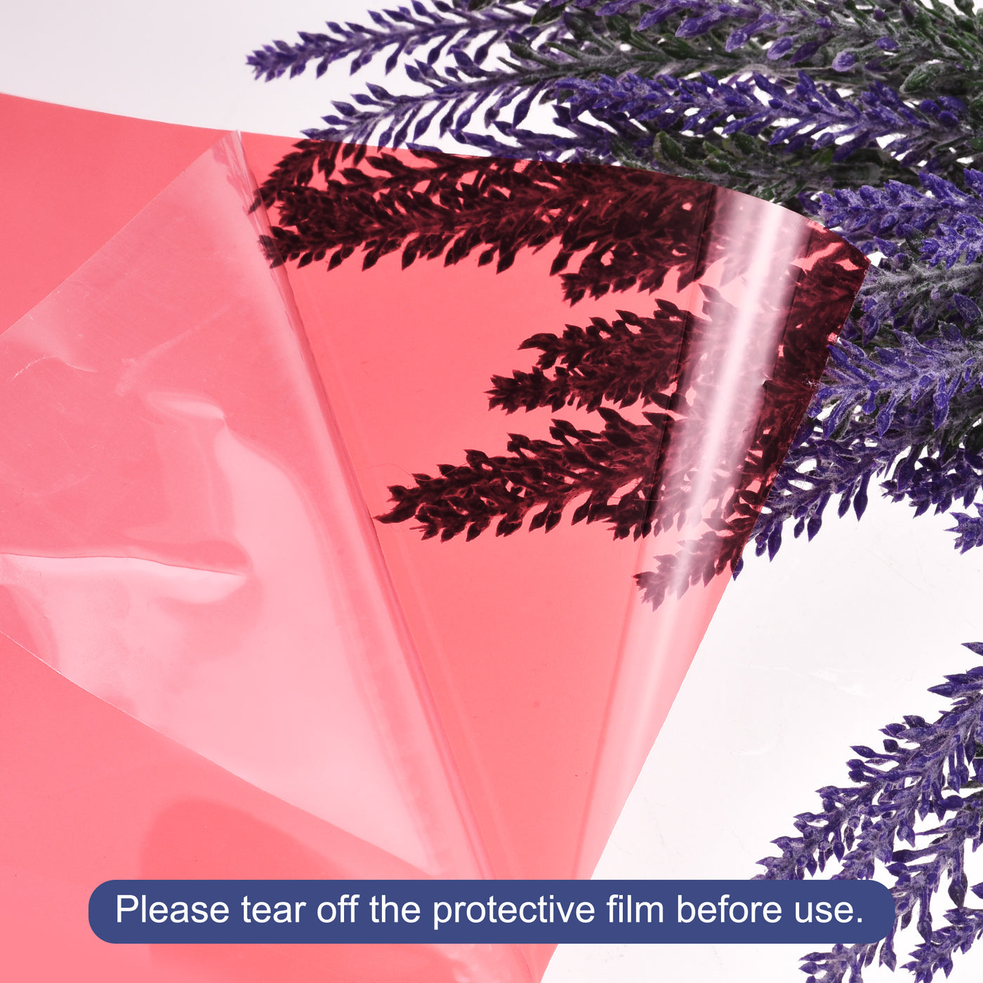 Harfington Window Film, Glass Sun Blocking, Heat Control Self Adhesive Pink Red Window Tint, 6.6x1.64ft for Home Office