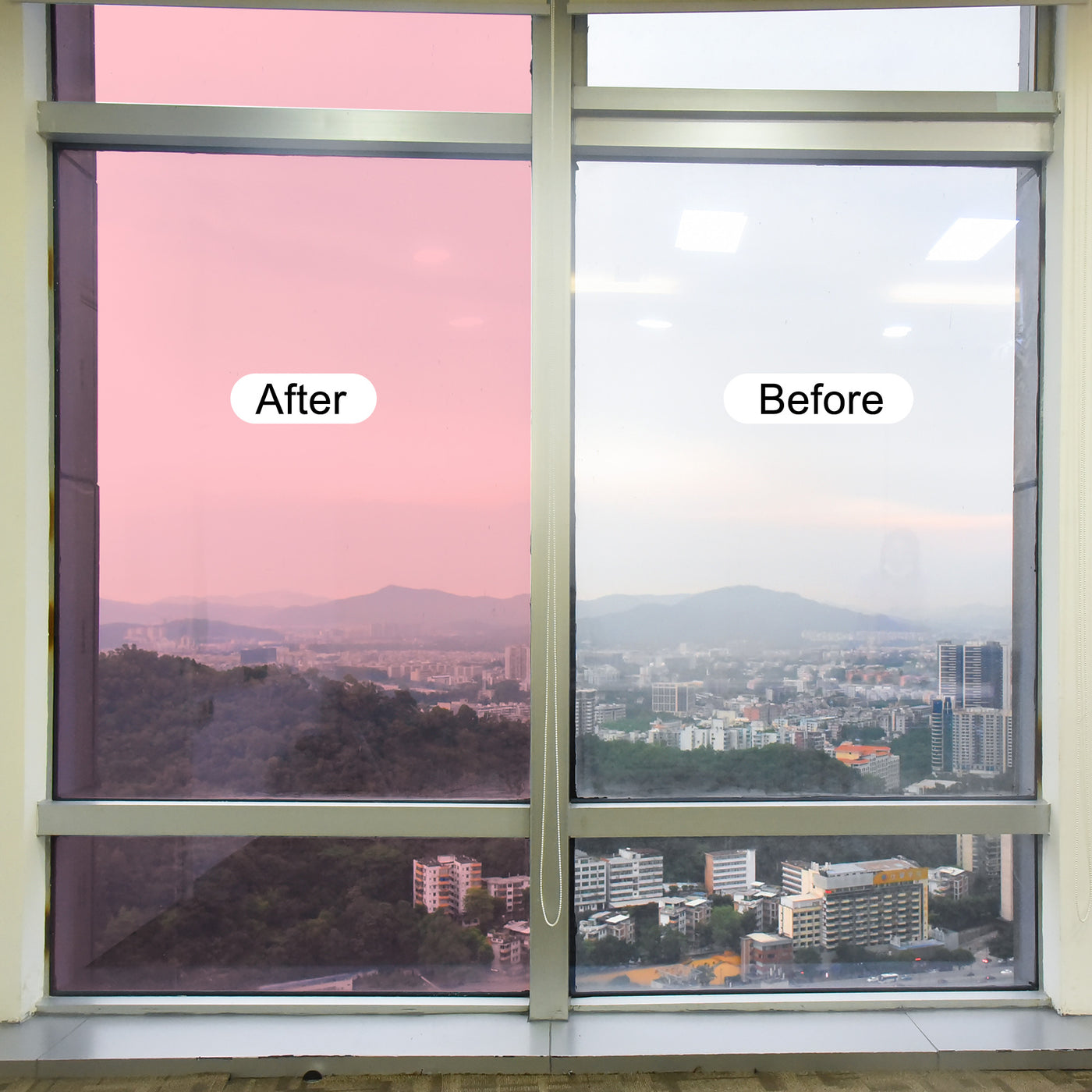 Harfington Window Film, Glass Sun Blocking, Heat Control Self Adhesive Pink Red Window Tint, 6.6x1.64ft for Home Office