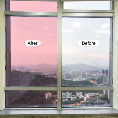 Harfington Window Film, Glass Sun Blocking, Heat Control Self Adhesive Pink Red Window Tint, 6.6x1.64ft for Home Office