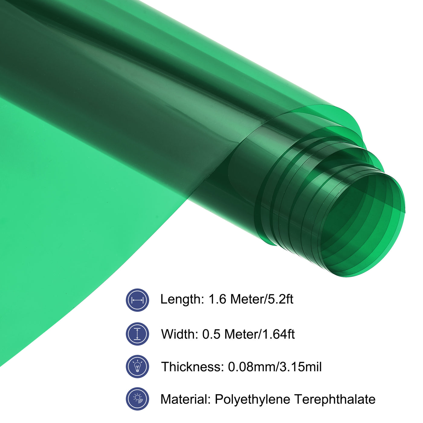 Harfington Window Film, Glass Sun Blocking, Heat Control Self Adhesive Green Window Tint, 5.2x1.64ft for Home Office