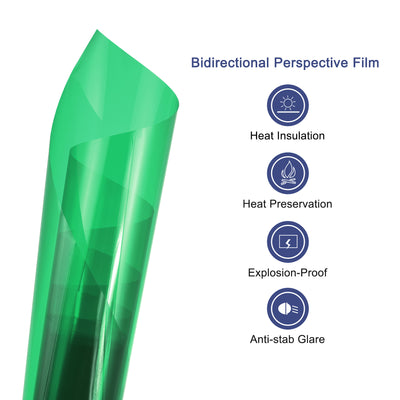 Harfington Window Film, Glass Sun Blocking, Heat Control Self Adhesive Green Window Tint, 5.2x1.64ft for Home Office