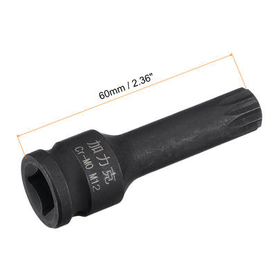 Harfington 3/8" Drive Impact Spline Bit Socket Set, M5 - M12, Metric 60mm Length, CR-MO