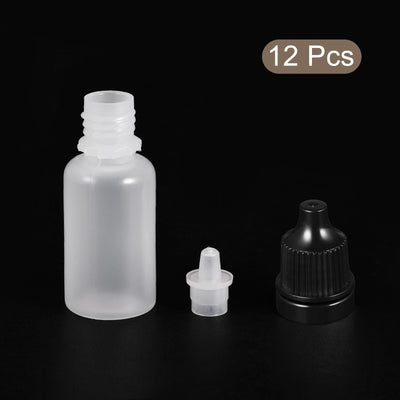 Harfington 12Pcs Empty Plastic Dropper Bottles Squeezable Containers 10ml Black Cap