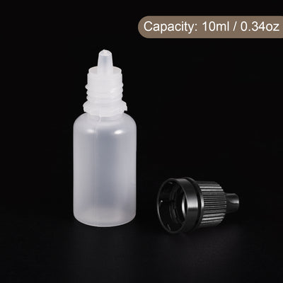 Harfington 12Pcs Empty Plastic Dropper Bottles Squeezable Containers 10ml Black Cap