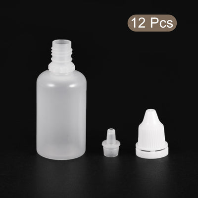 Harfington 12Pcs Empty Plastic Dropper Bottles Squeezable Containers 30ml White Cap
