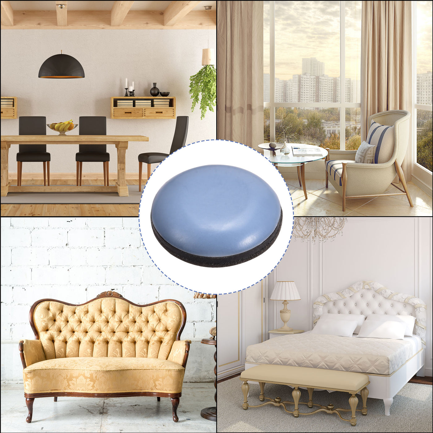 Harfington Round PTFE Furniture Sliders, Adhesive Self Stick for Tabletop