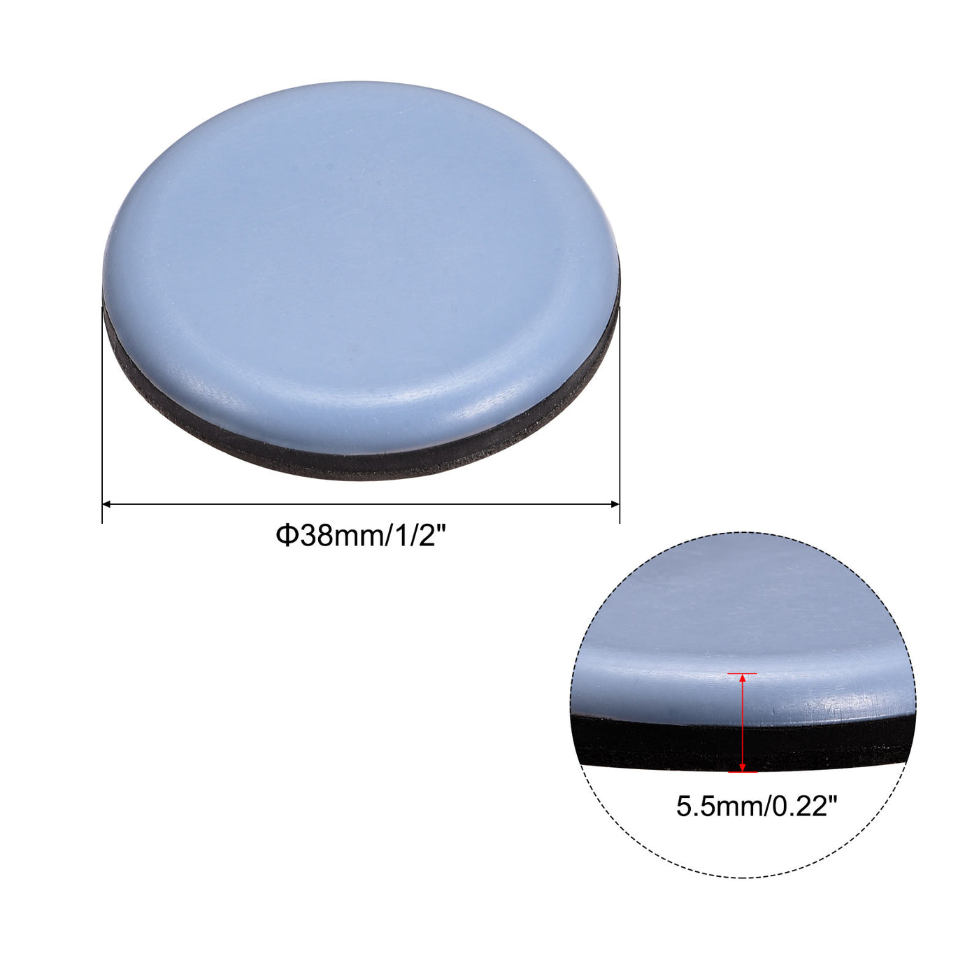 Harfington Round PTFE Furniture Sliders, Adhesive Self Stick for Tabletop