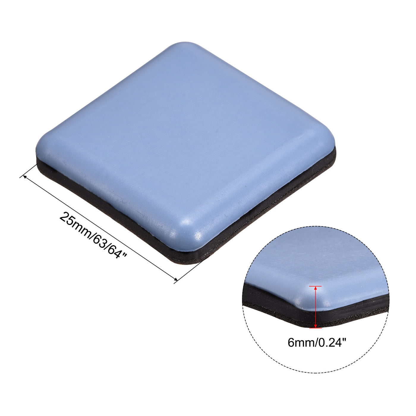 Harfington Square PTFE Furniture Sliders, Adhesive Self Stick for Hardwood