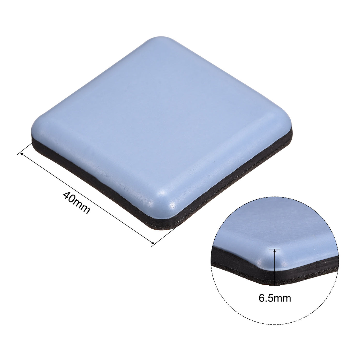 Harfington Square PTFE Furniture Sliders, Adhesive Self Stick for Hardwood