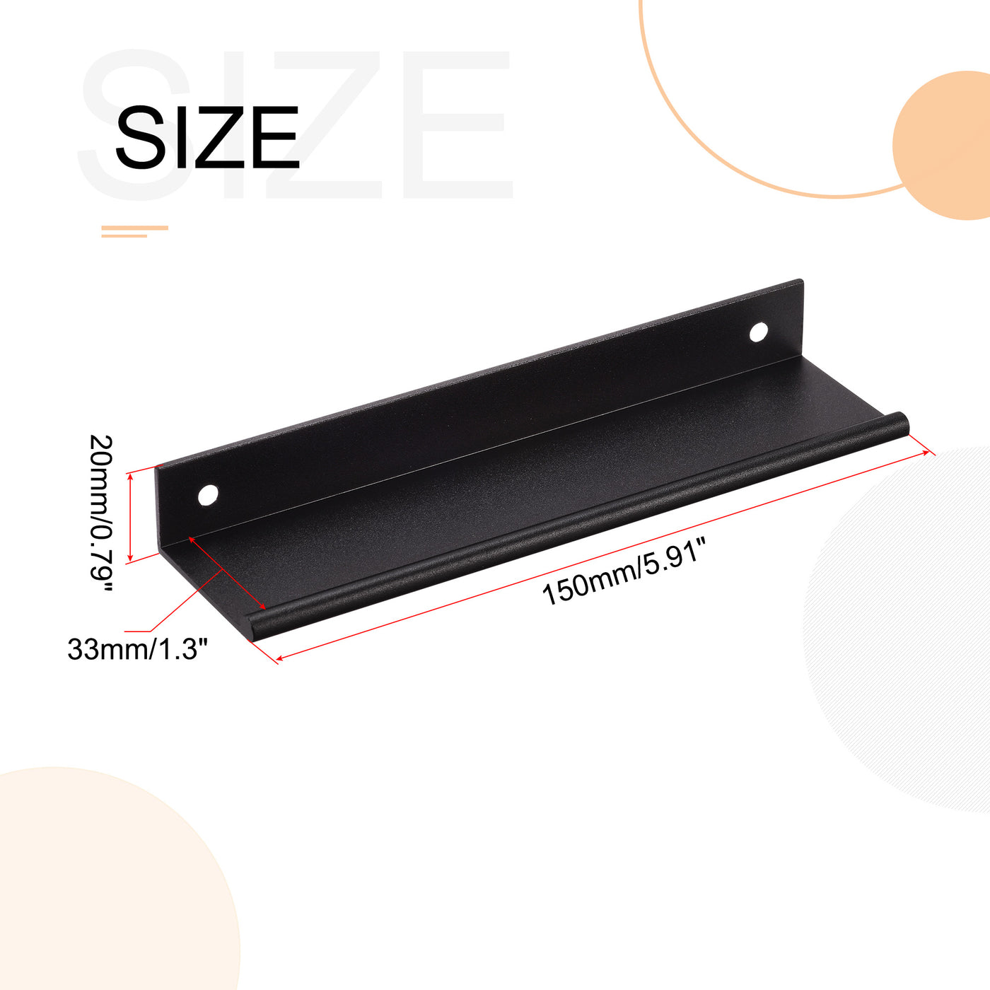 Harfington 150mm x 40mm Aluminum Thicken Type Cabinet Edge Pull Handle Black