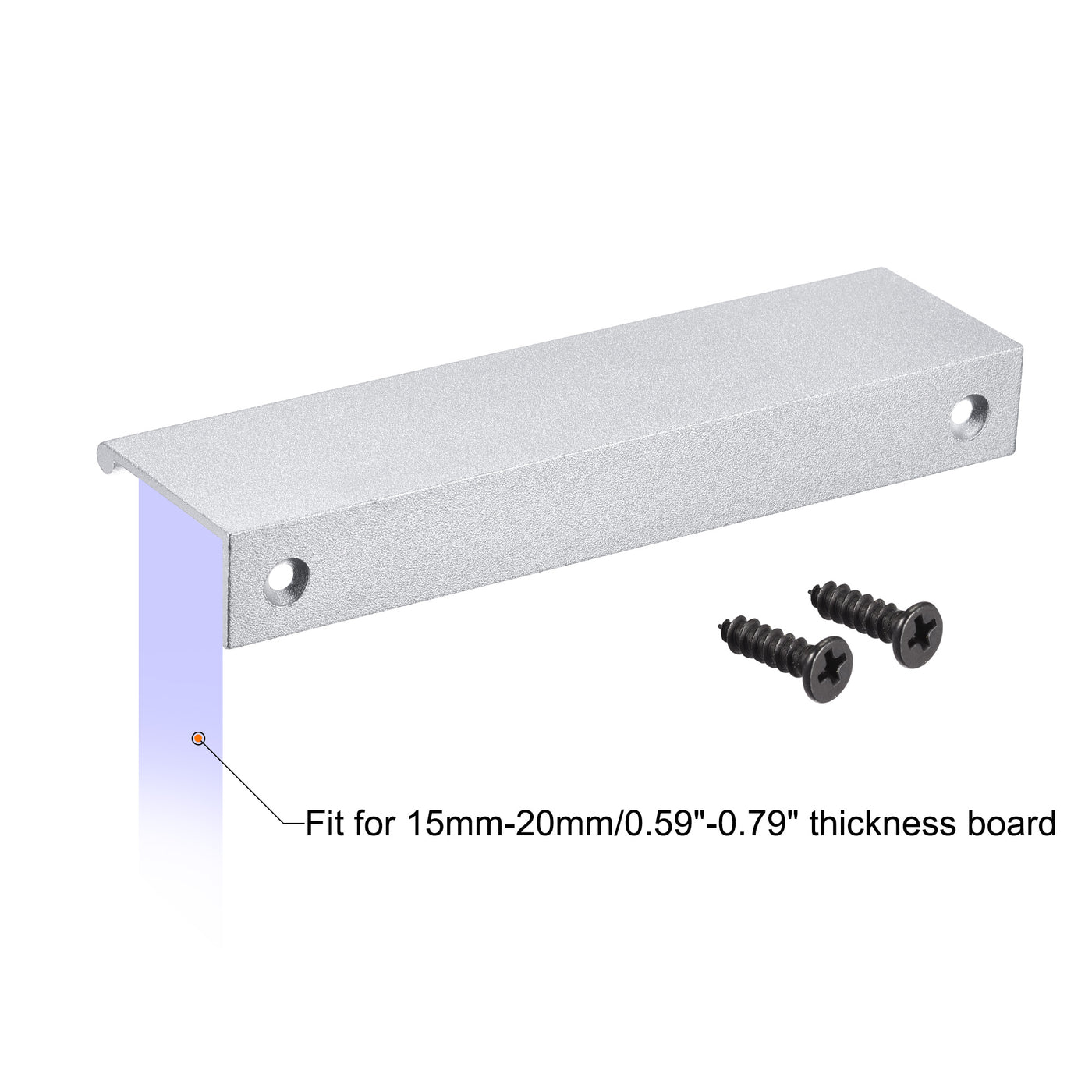 Harfington 150mm x 40mm Aluminum Thicken Type Cabinet Edge Pull Handle Silver Tone