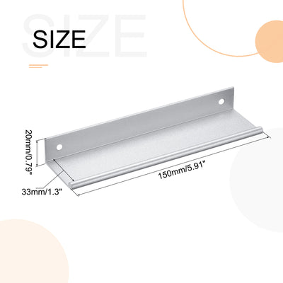 Harfington 150mm x 40mm Aluminum Thicken Type Cabinet Edge Pull Handle Silver Tone 2 Pcs