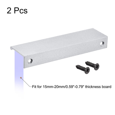 Harfington 150mm x 40mm Aluminum Thicken Type Cabinet Edge Pull Handle Silver Tone 2 Pcs