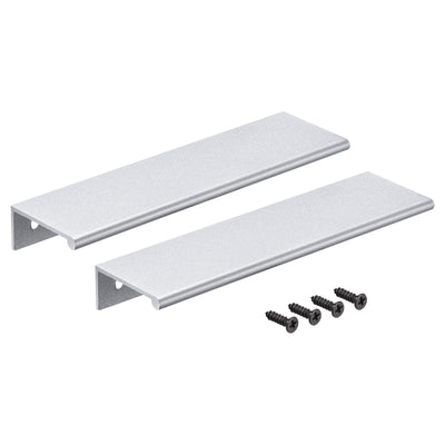Harfington 150mm x 40mm Aluminum Thicken Type Cabinet Edge Pull Handle Silver Tone 2 Pcs