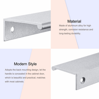 Harfington 150mm x 40mm Aluminum Thicken Type Cabinet Edge Pull Handle Silver Tone 4 Pcs