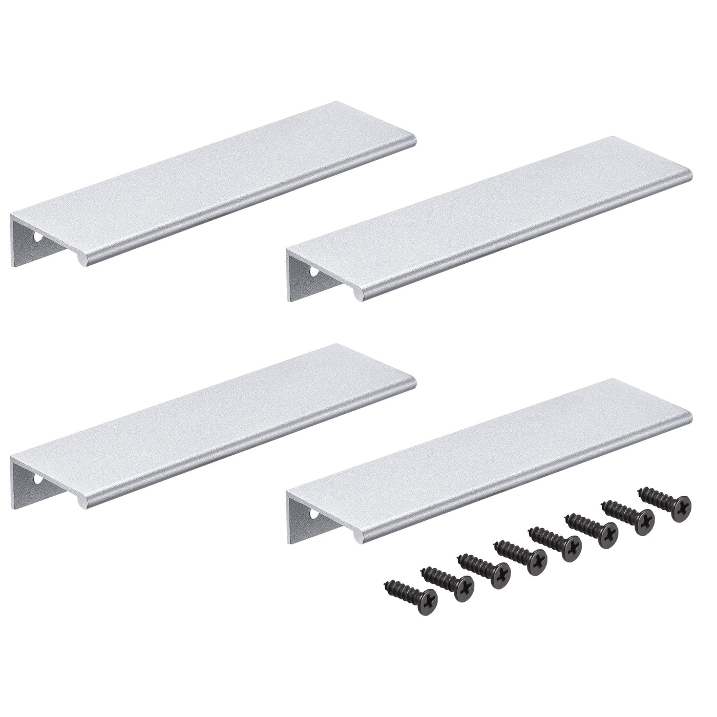 Harfington 150mm x 40mm Aluminum Thicken Type Cabinet Edge Pull Handle Silver Tone 4 Pcs