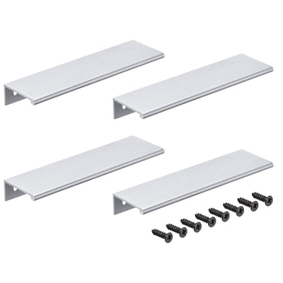 Harfington 150mm x 40mm Aluminum Thicken Type Cabinet Edge Pull Handle Silver Tone 4 Pcs