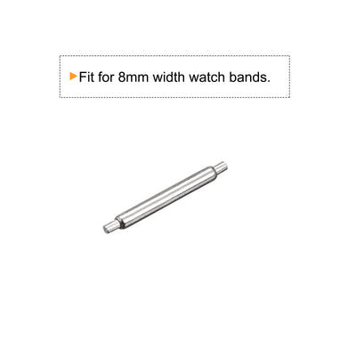 Harfington 20pcs Watch Band Pin 8mm Stainless Steel Spring Bar Pins 1.2mm Dia.