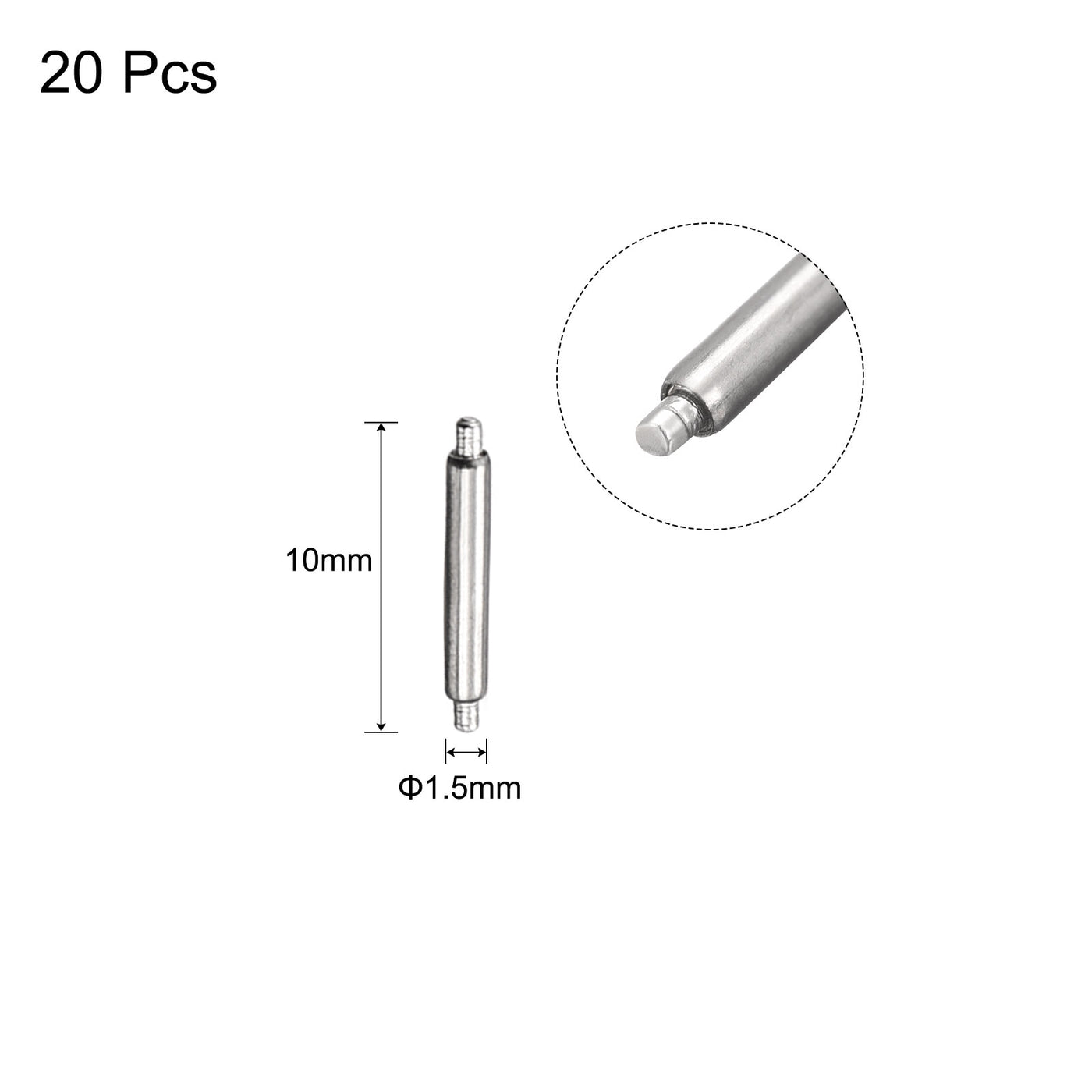 Harfington 20pcs Watch Band Pin 8mm Stainless Steel Spring Bar Pins 1.5mm Dia.