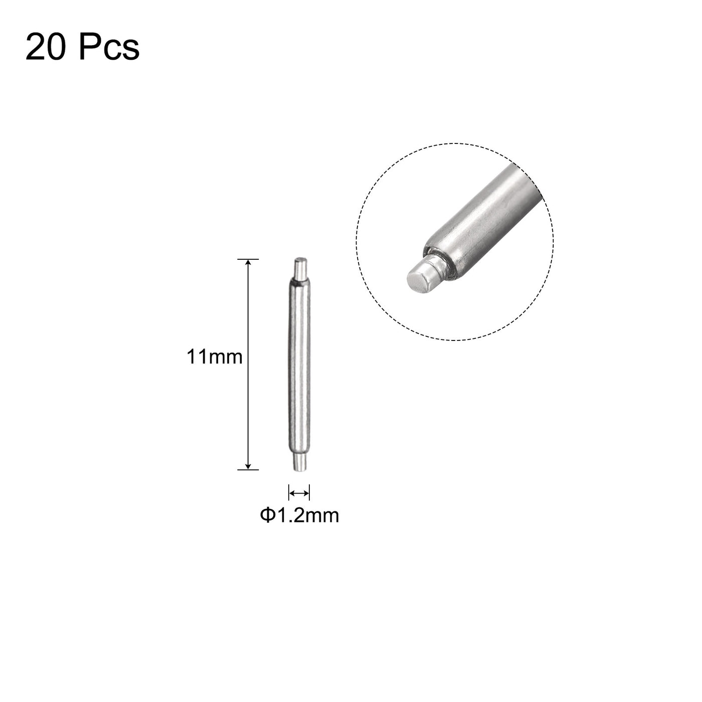 Harfington 20pcs Watch Band Pin 9mm Stainless Steel Spring Bar Pins 1.2mm Dia.