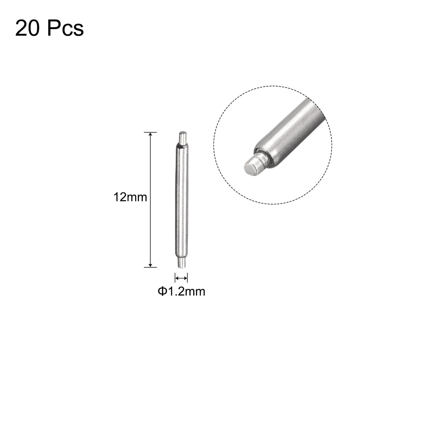 Harfington 20pcs Watch Band Pin 10mm Stainless Steel Spring Bar Pins 1.2mm Dia.