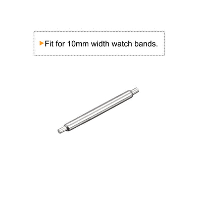 Harfington 20pcs Watch Band Pin 10mm Stainless Steel Spring Bar Pins 1.2mm Dia.