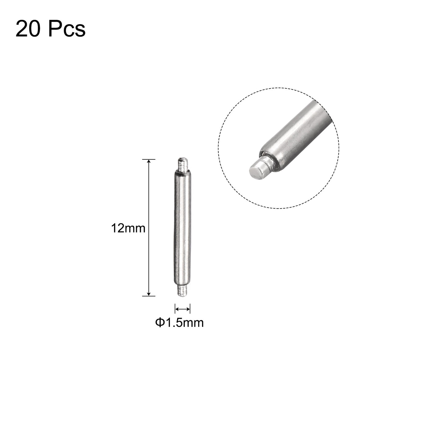 Harfington 20pcs Watch Band Pin 10mm Stainless Steel Spring Bar Pins 1.5mm Dia.