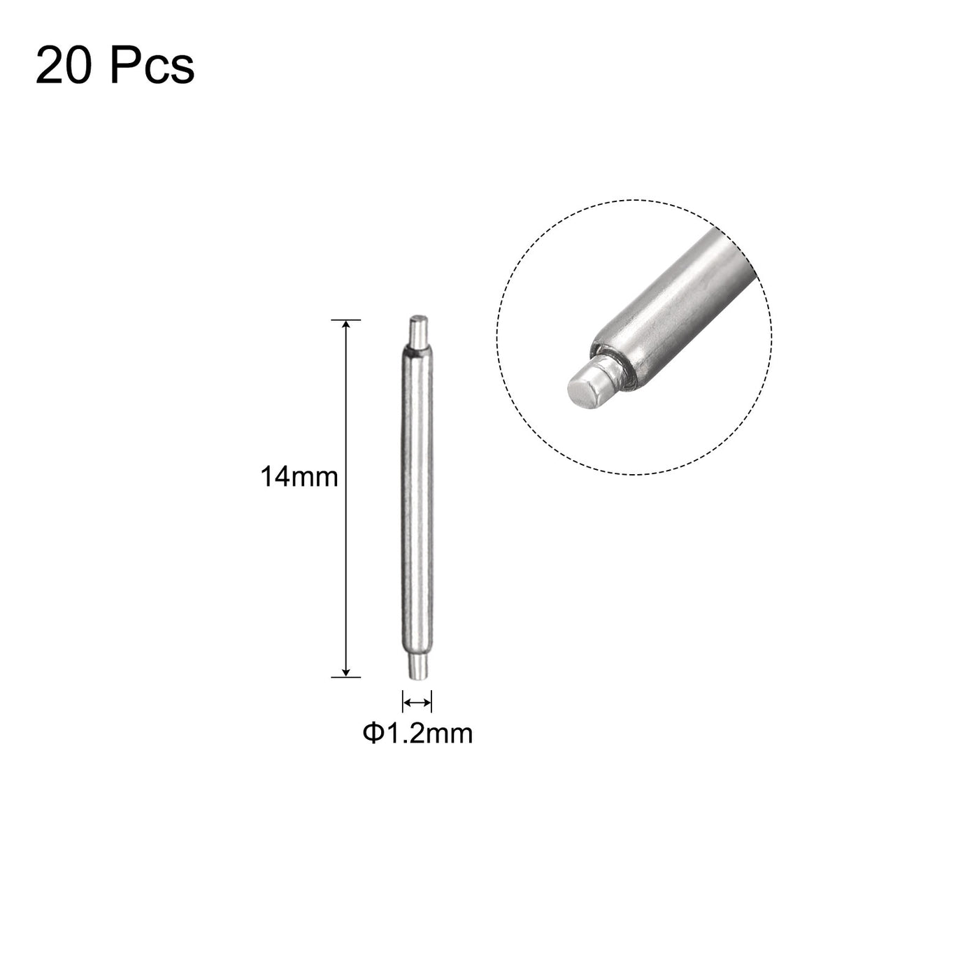 Harfington 20pcs Watch Band Pin 12mm Stainless Steel Spring Bar Pins 1.2mm Dia.