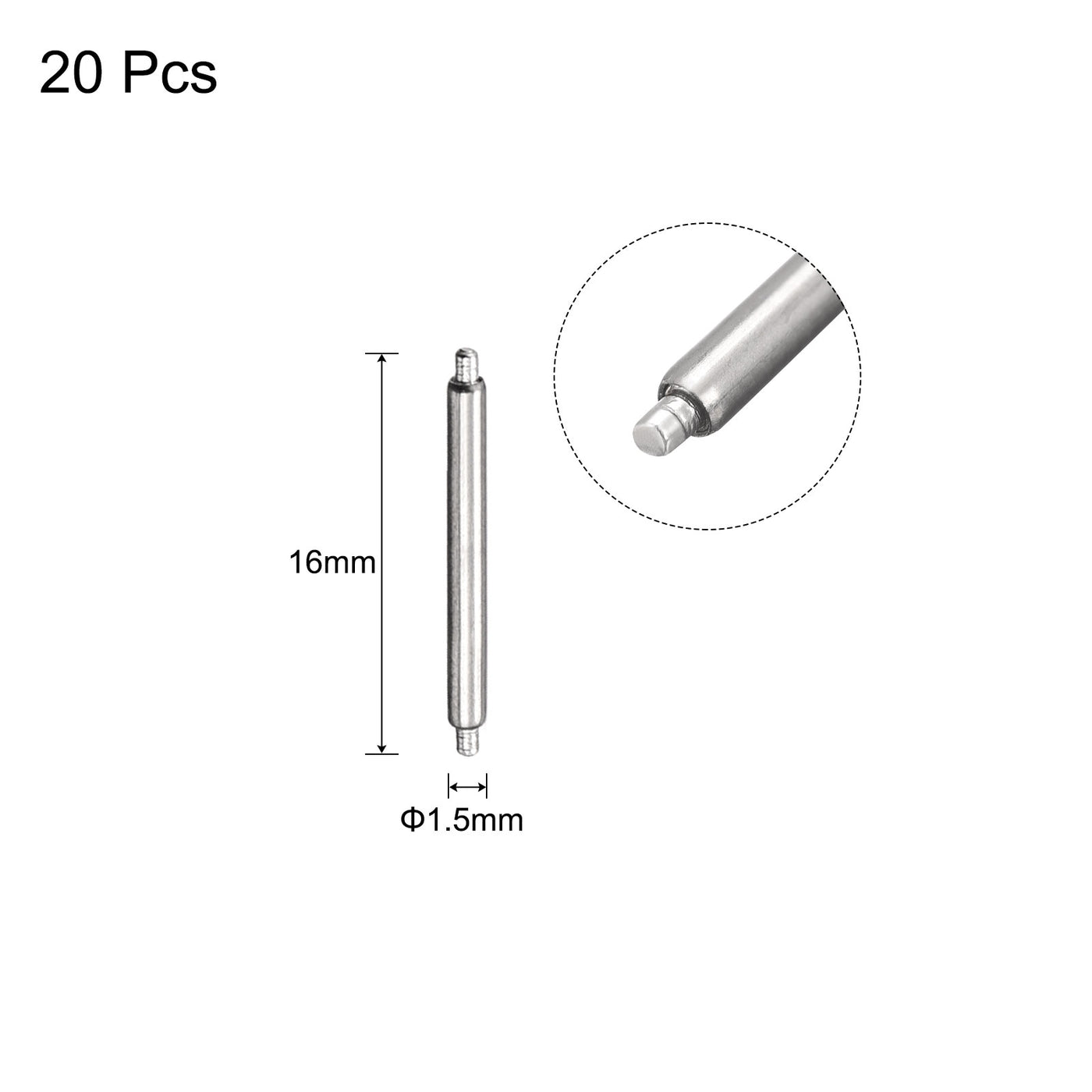 Harfington 20pcs Watch Band Pin 14mm Stainless Steel Spring Bar Pins 1.5mm Dia.