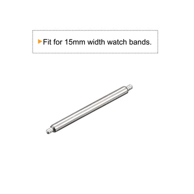Harfington 20pcs Watch Band Pin 15mm Stainless Steel Spring Bar Pins 1.5mm Dia.