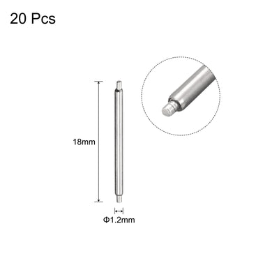 Harfington 20pcs Watch Band Pin 16mm Stainless Steel Spring Bar Pins 1.2mm Dia.