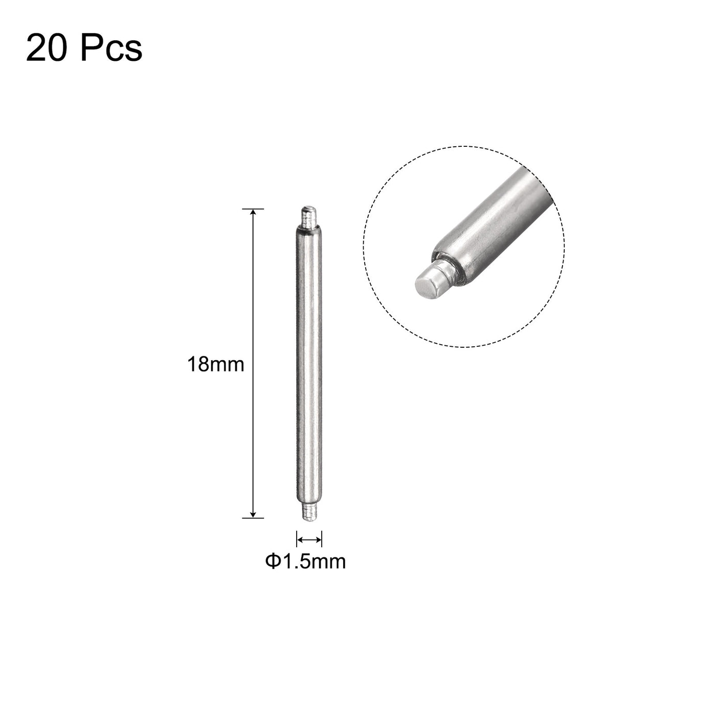 Harfington 20pcs Watch Band Pin 16mm Stainless Steel Spring Bar Pins 1.5mm Dia.
