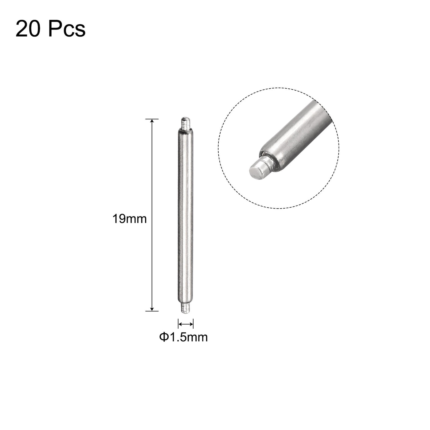 Harfington 20pcs Watch Band Pin 17mm Stainless Steel Spring Bar Pins 1.5mm Dia.